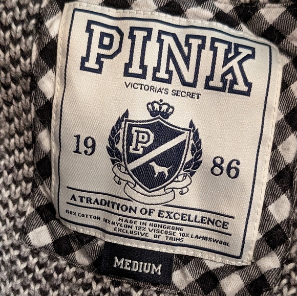 Victoria Secret PINK Fair Isle Geometric Cardigan Sweater Medium GUC - Picture 10 of 10